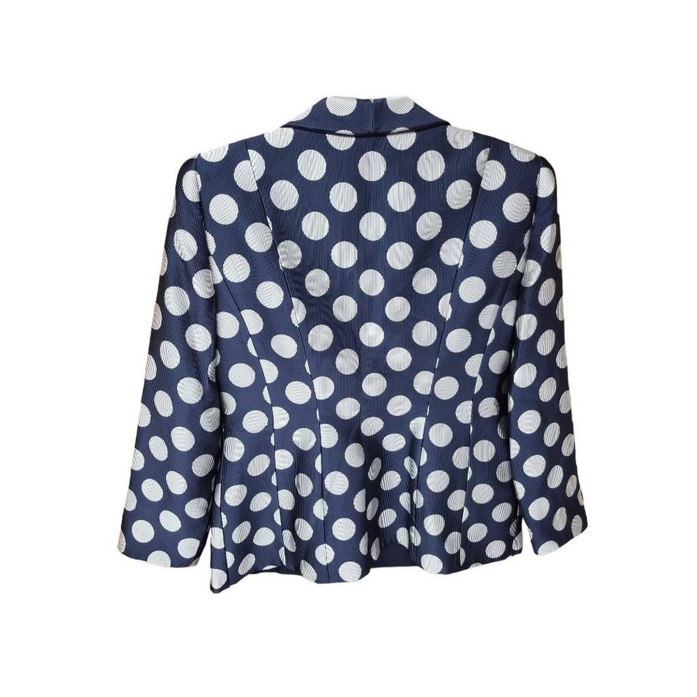 Giorgio Armani Womens Suit Jacket Blazer Blue Polka Dot Long Sleeve Pockets 46 - Picture 2 of 10